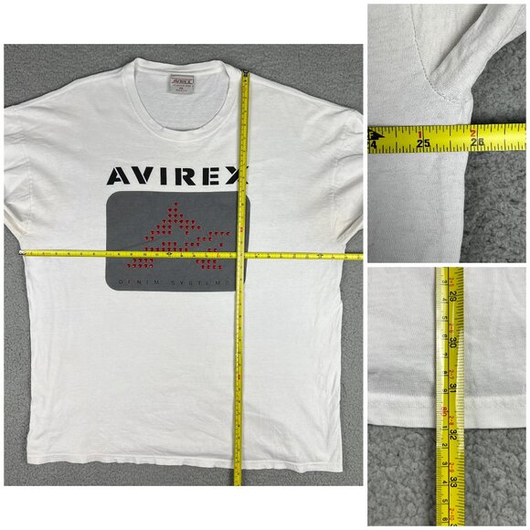 Avirex Shirt Mens 2XL XXL White Long Sleeve Denim Systems Y2K USA Made Vintage 2 - Picture 10 of 10